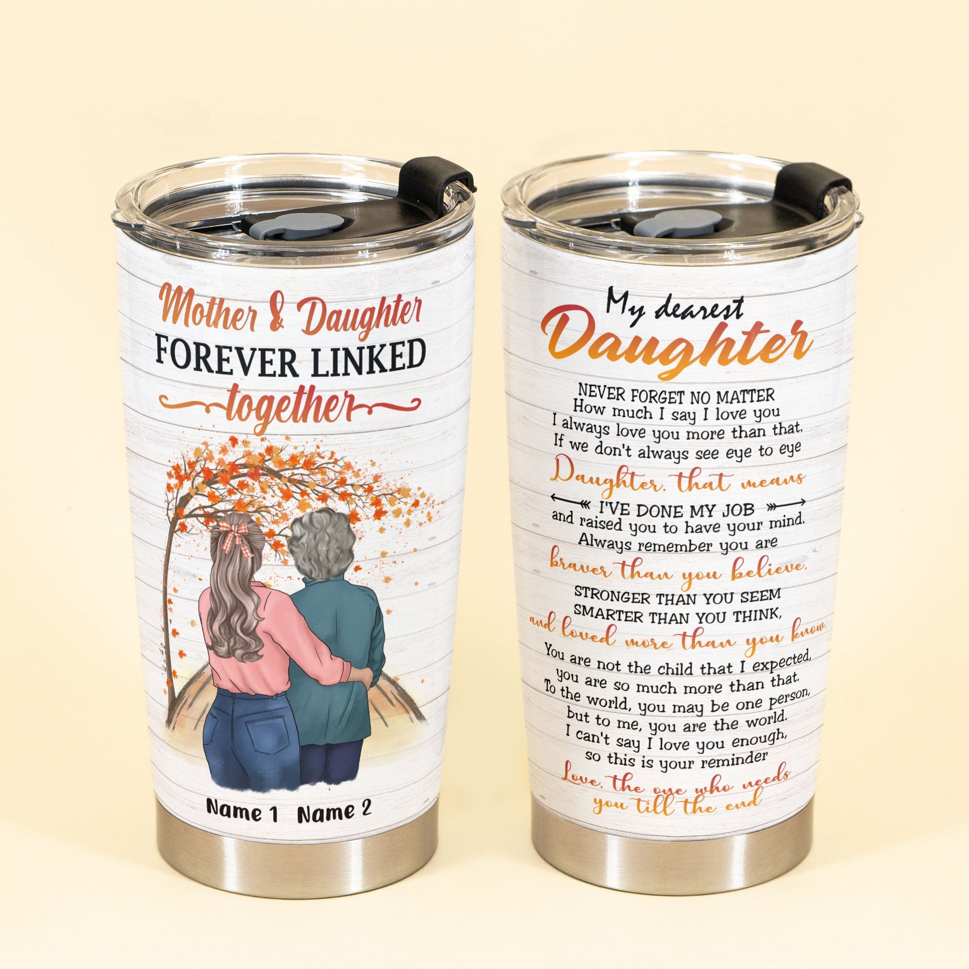Mother And Daughter Forever Linked Together - Personalized Tumbler Cup –  Macorner
