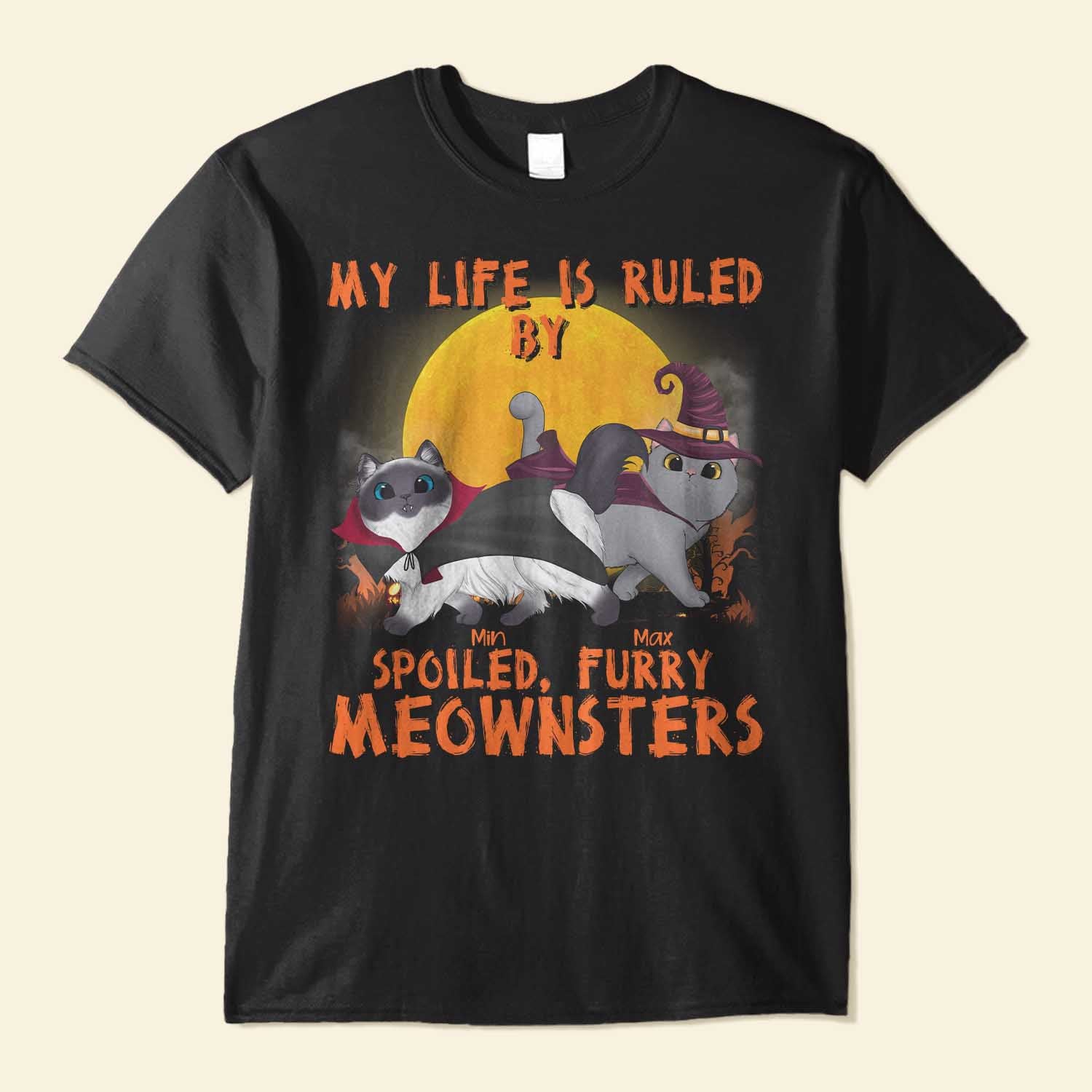 Mother, Father Of Meownsters - Personalized Shirt - Halloween Gift For Cat Lovers - Walking Cat