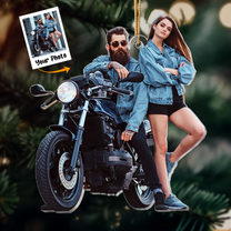 Motorcycle Couple - Personalized Acrylic Photo Ornament