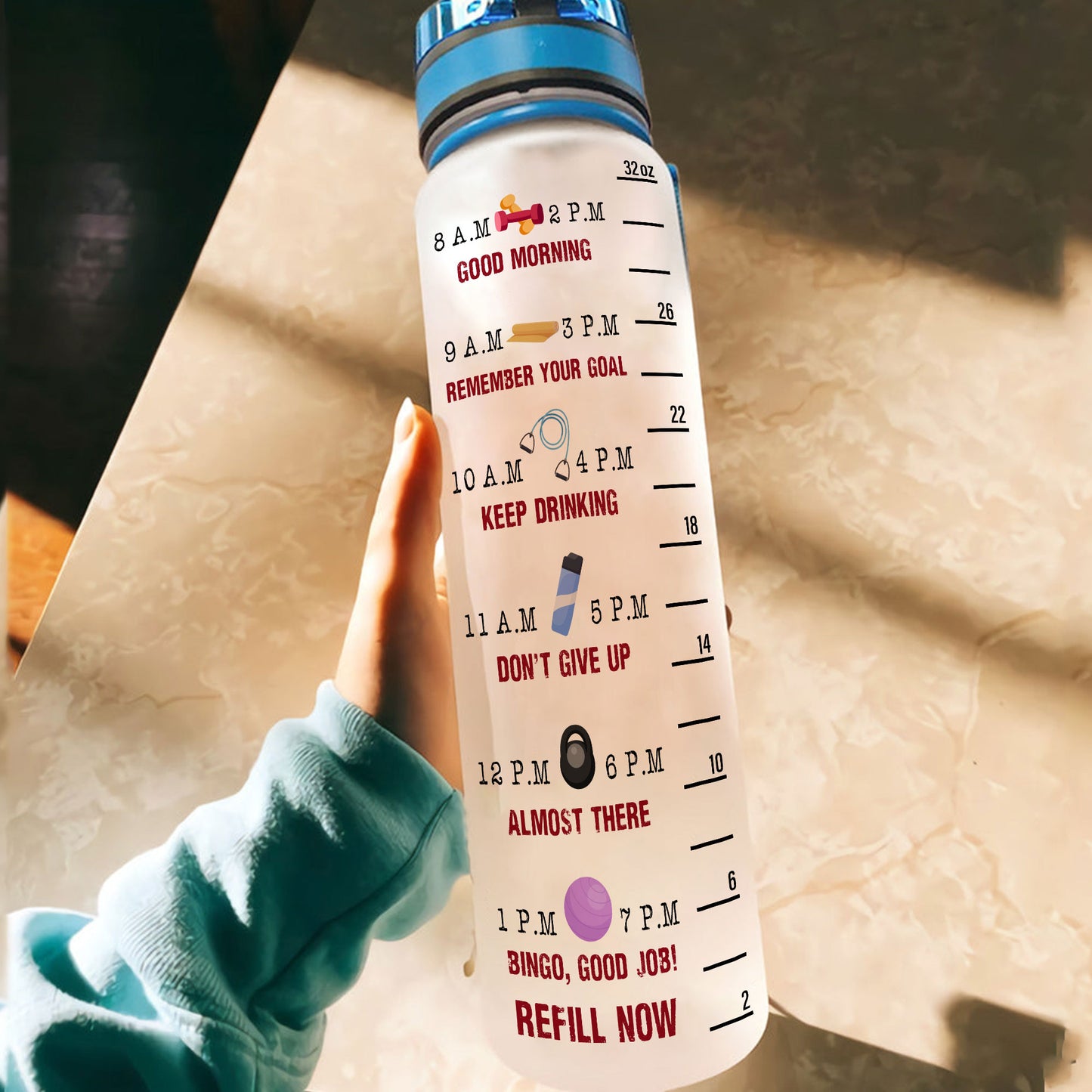 Muscle Up Buttercup  - Personalized Water Tracker Bottle - Birthday, Funny, Motivation Gift For Fitness Lovers, Gymers