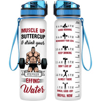 Muscle Up Buttercup Man Version  - Personalized Water Tracker Bottle