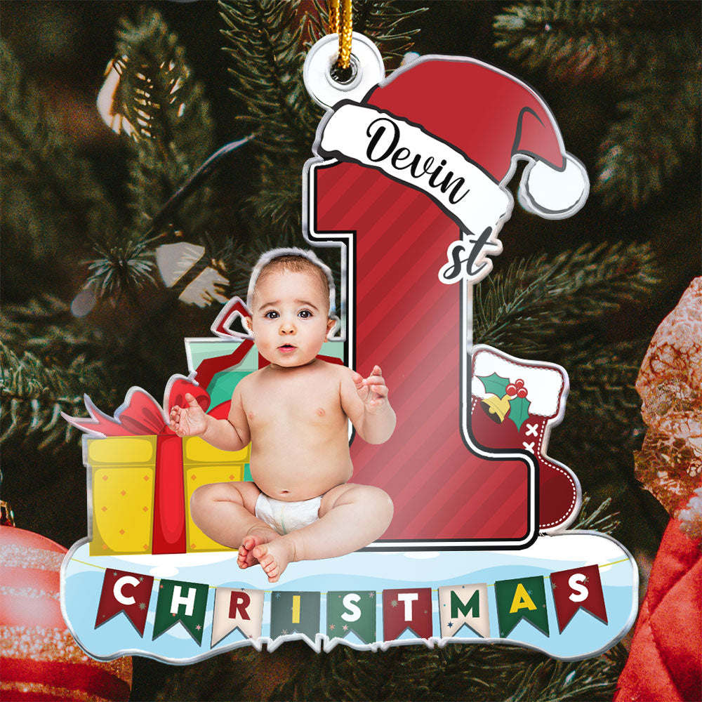 My 1st Christmas - Personalized Babys Photo First Christmas Ornament