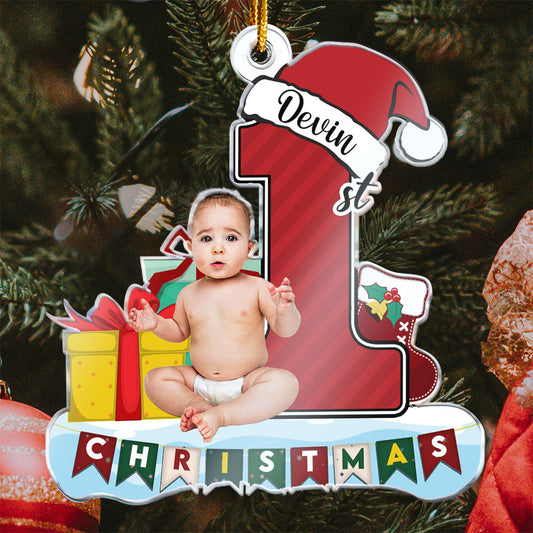 My 1st Christmas - Personalized Babys Photo First Christmas Ornament