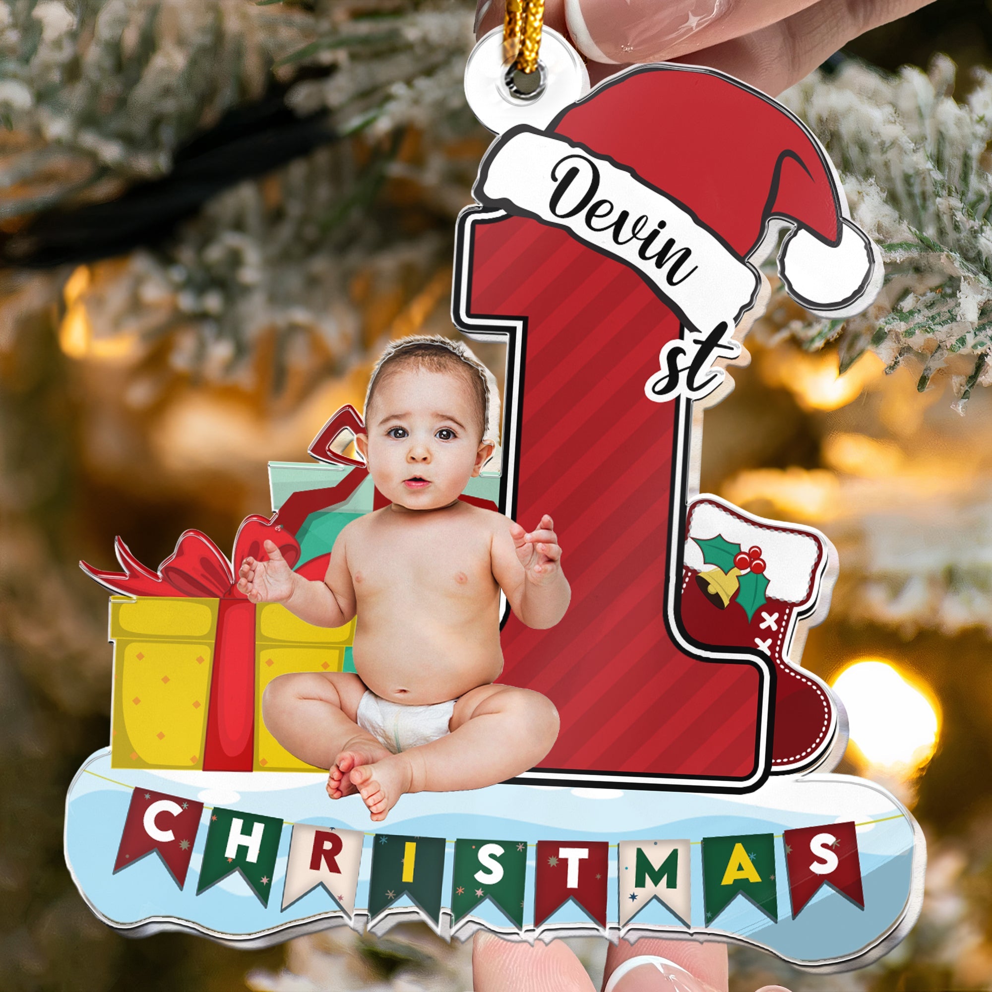 My 1st Christmas - Personalized Babys Photo First Christmas Ornament