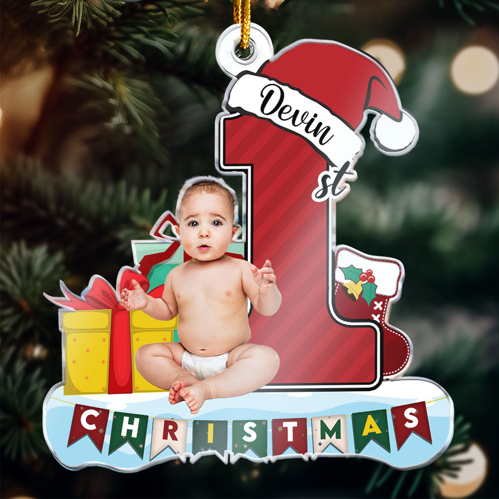 My 1st Christmas - Personalized Babys Photo First Christmas Ornament