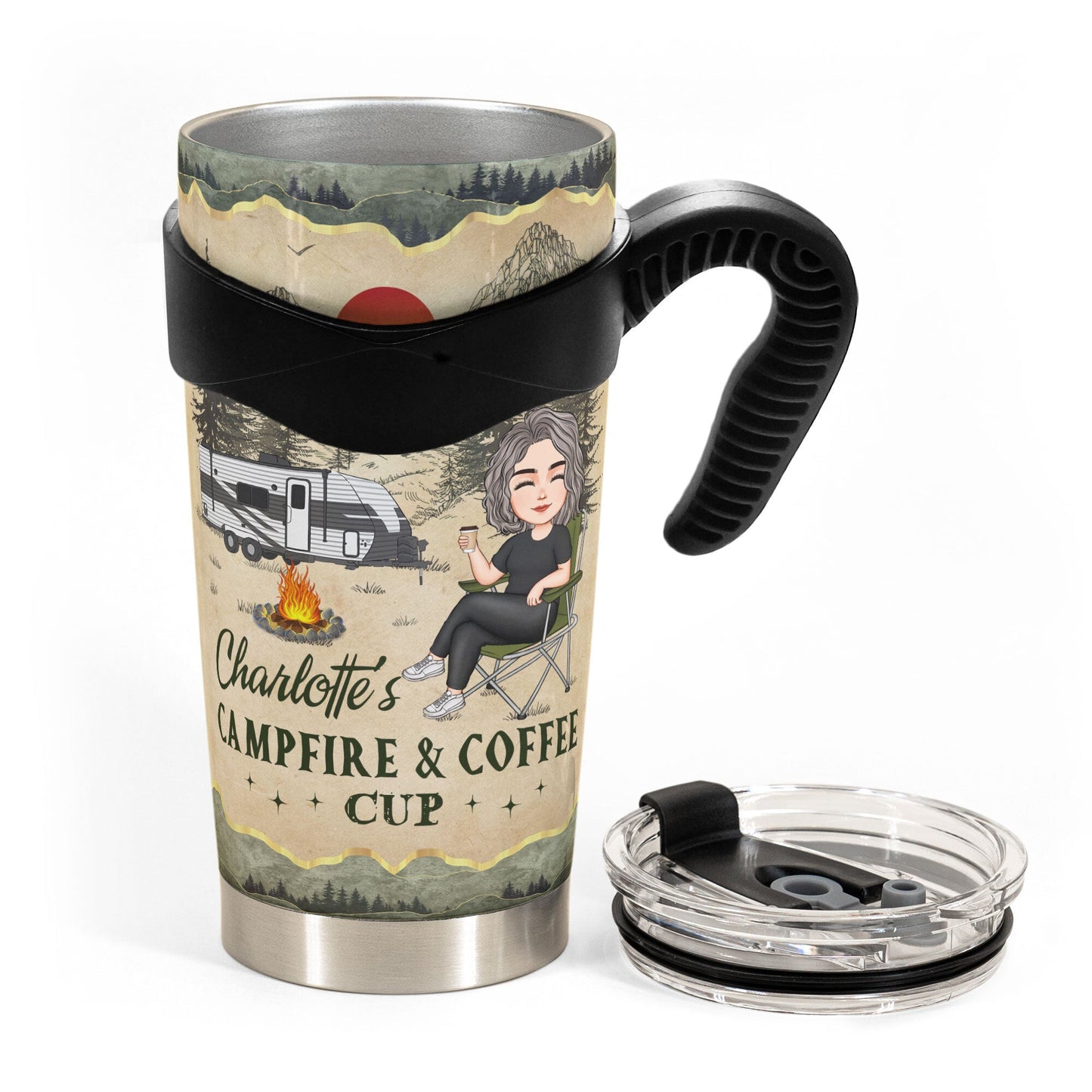 My Campfire And Coffee Cup - Personalized Tumbler Cup