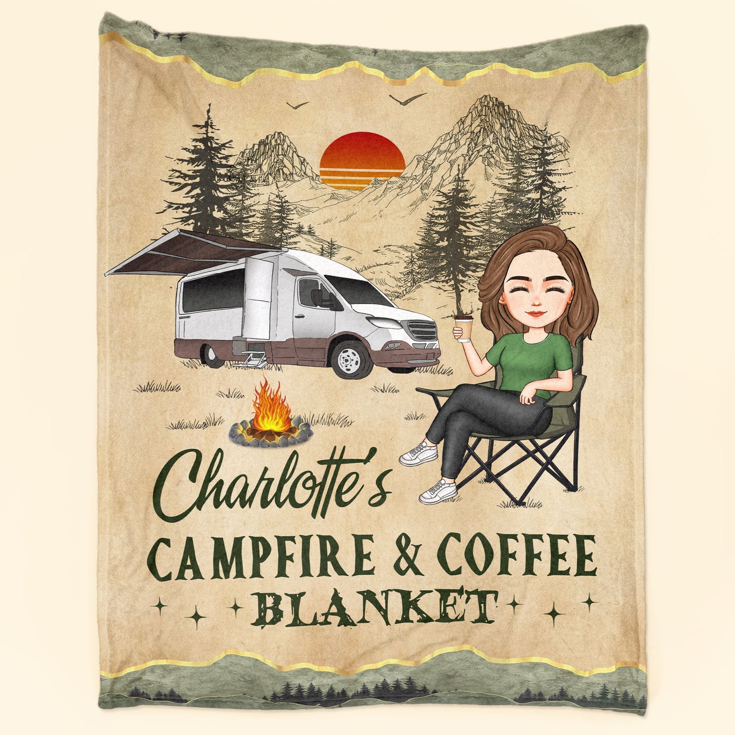 My Campfire And Coffee Blanket - Personalized Blanket