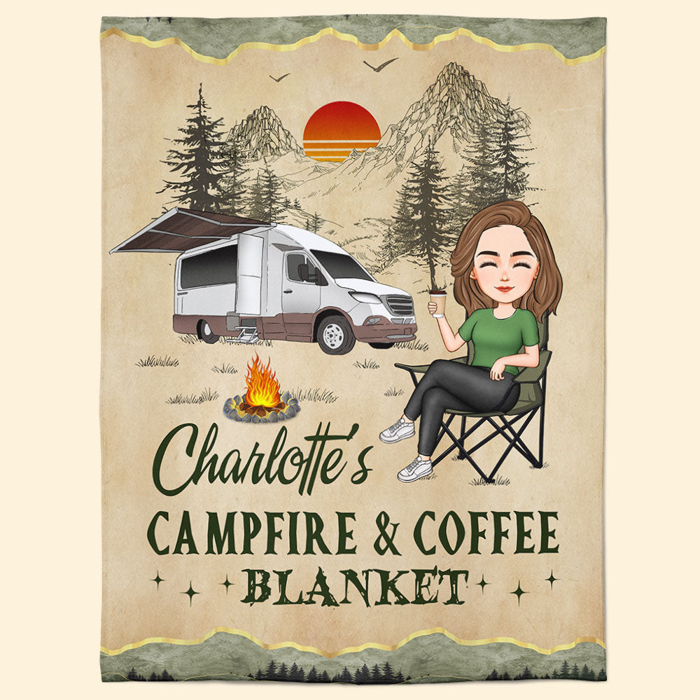 My Campfire And Coffee Blanket - Personalized Blanket