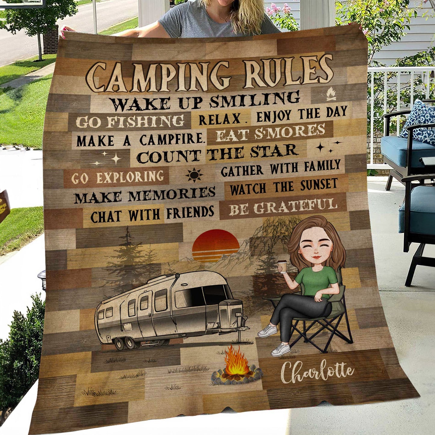 My Camping Rules - Personalized Blanket