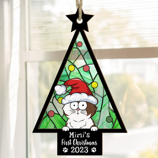 My Cat First Christmas - Personalized Suncatcher Ornament