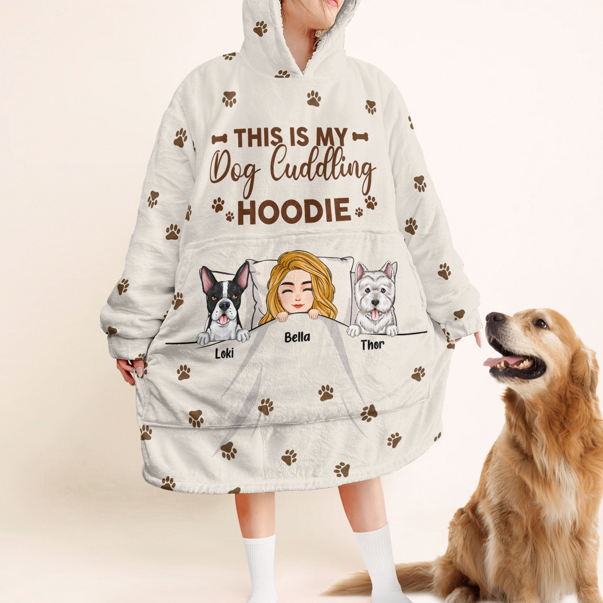 My Dog Cuddling Hoodie - Personalized Oversized Blanket Hoodie