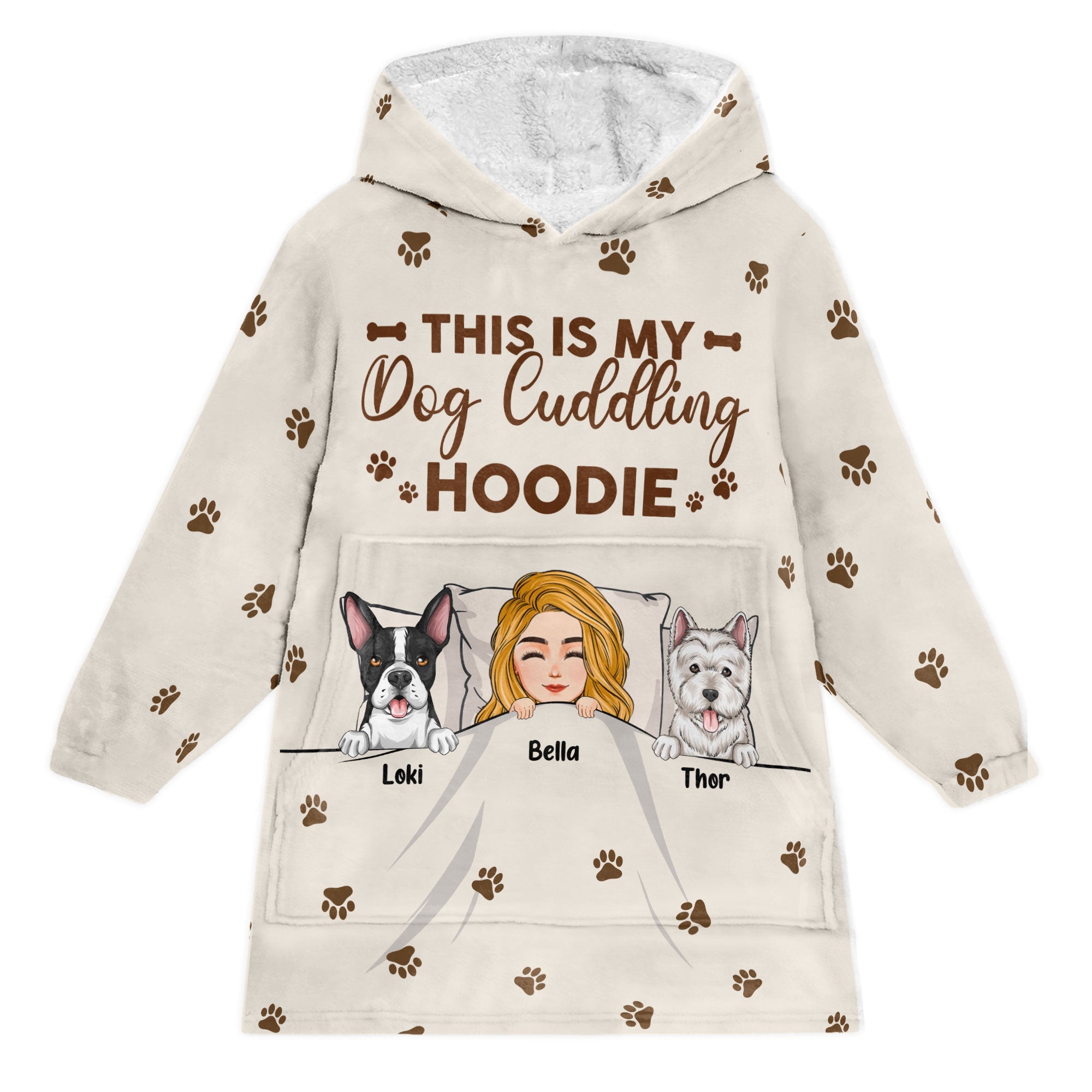 My Dog Cuddling Hoodie - Personalized Oversized Blanket Hoodie