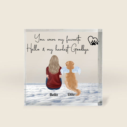 My Favorite Hello - My Hardest Goodbye - Personalized Custom Square-Shaped Acrylic Plaque