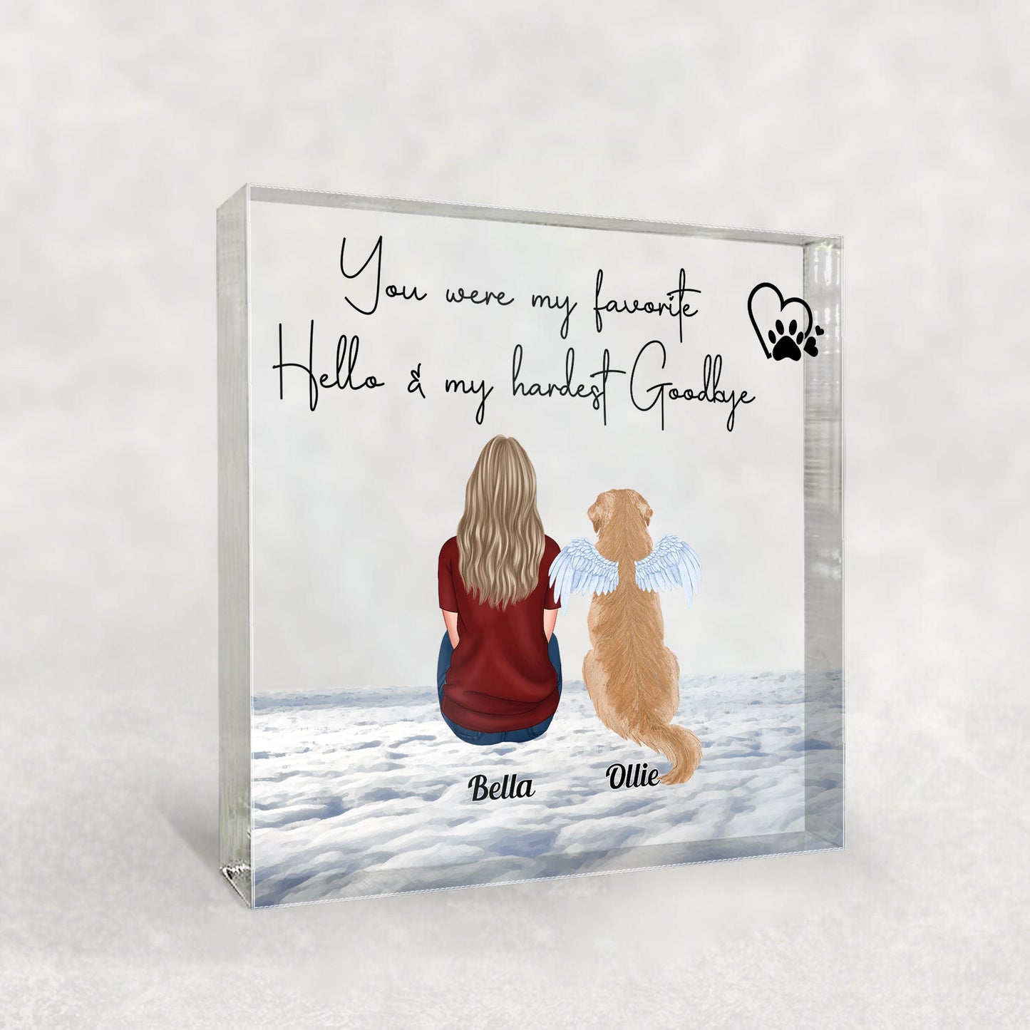 My Favorite Hello - My Hardest Goodbye - Personalized Custom Square-Shaped Acrylic Plaque