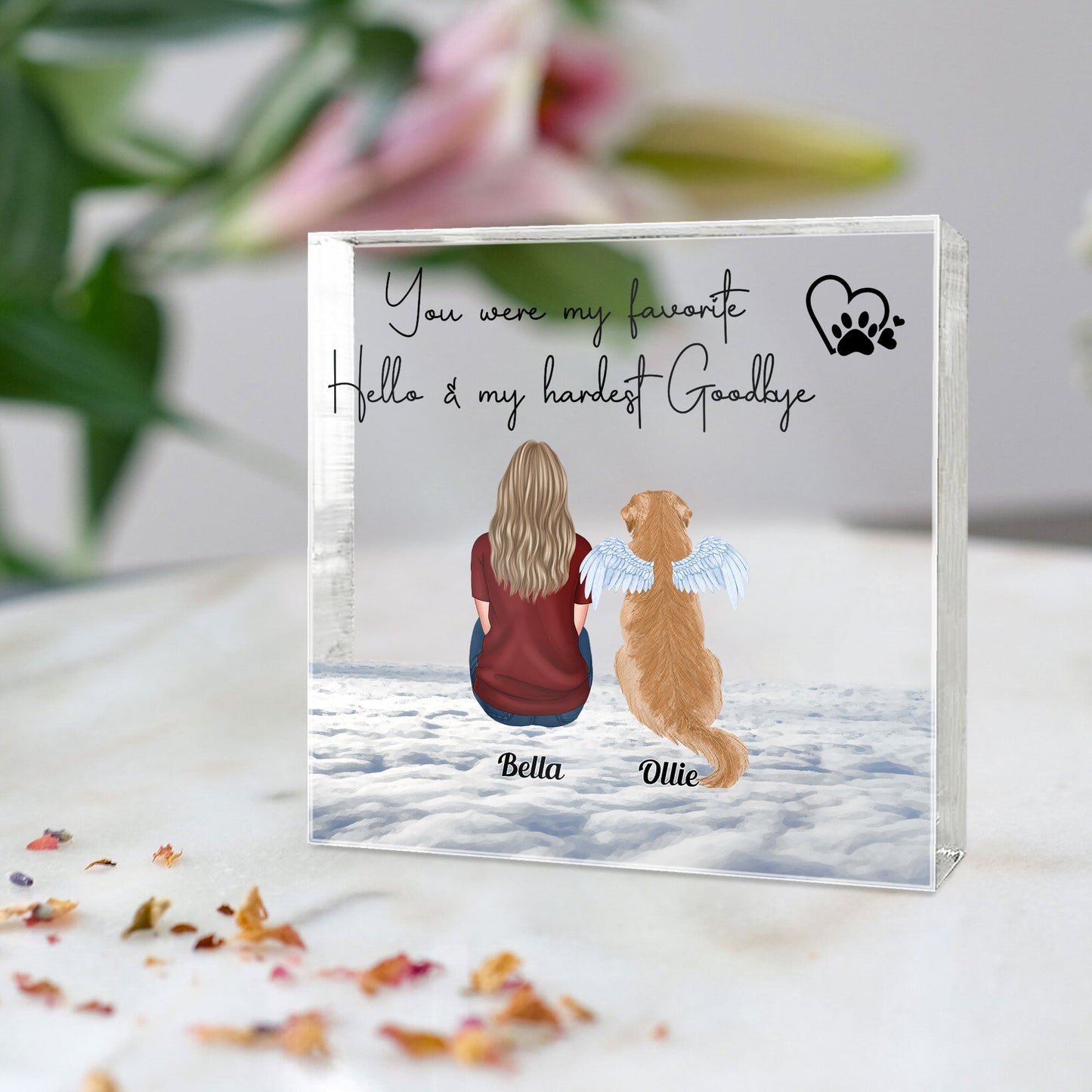 My Favorite Hello - My Hardest Goodbye - Personalized Custom Square-Shaped Acrylic Plaque