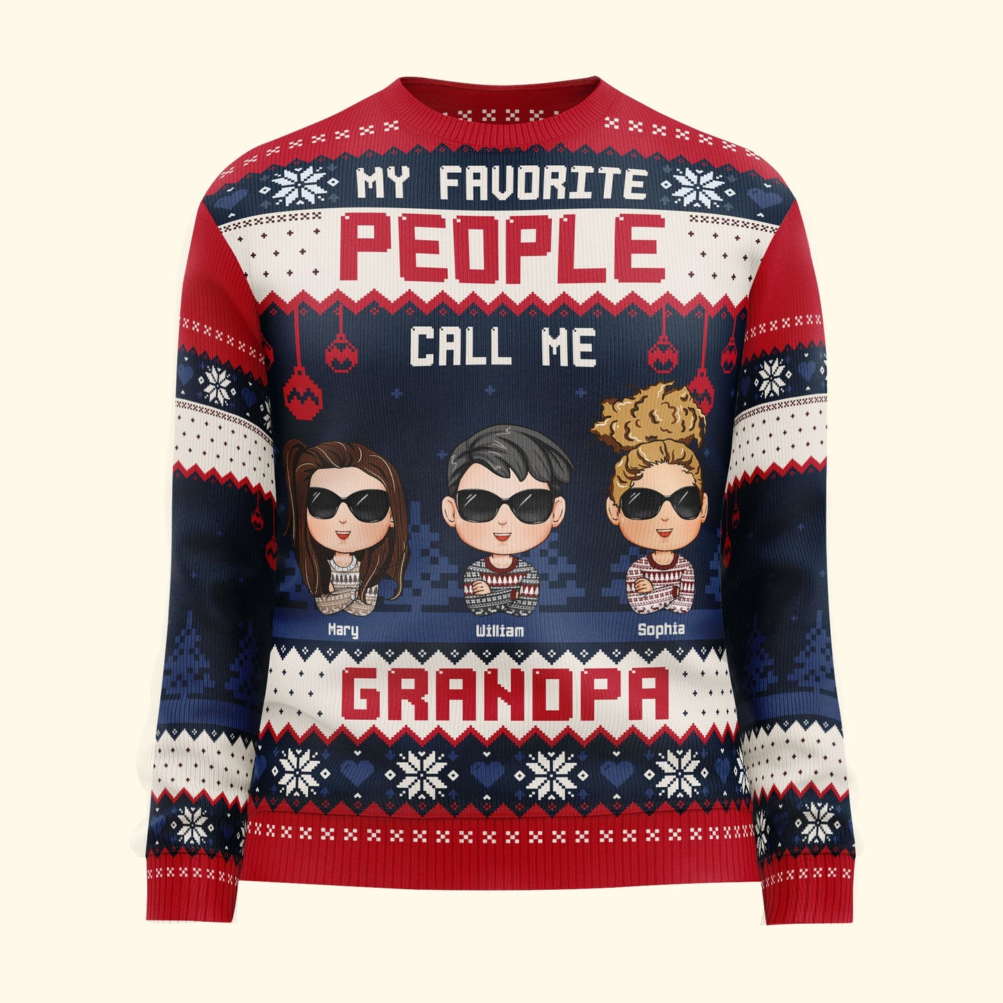 My Favorite People Call Me Daddy Grandpa - Personalized Ugly Sweater