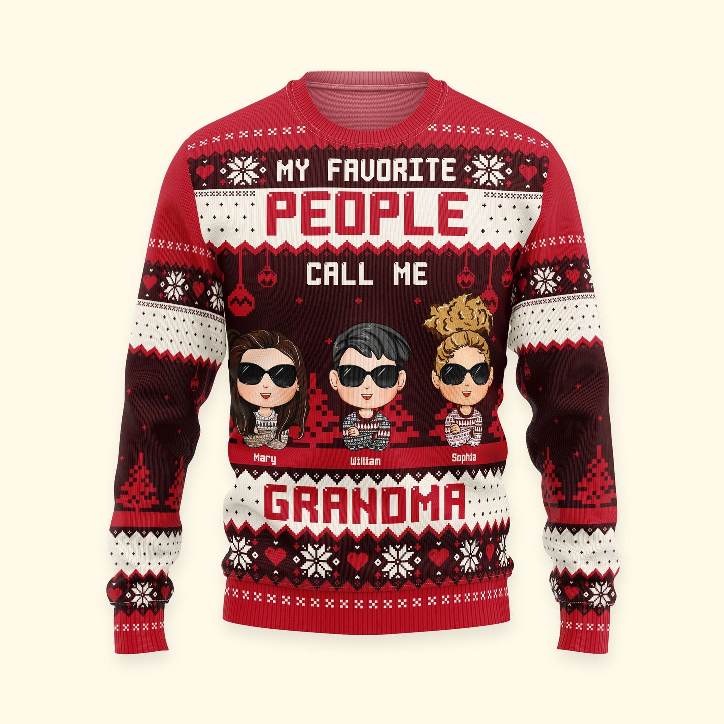 My Favorite People Call Me Mommy Grandma - Personalized Ugly Sweater