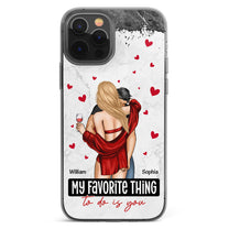 My Favorite Thing To Do Is You Couples - Personalized Clear Phone Case