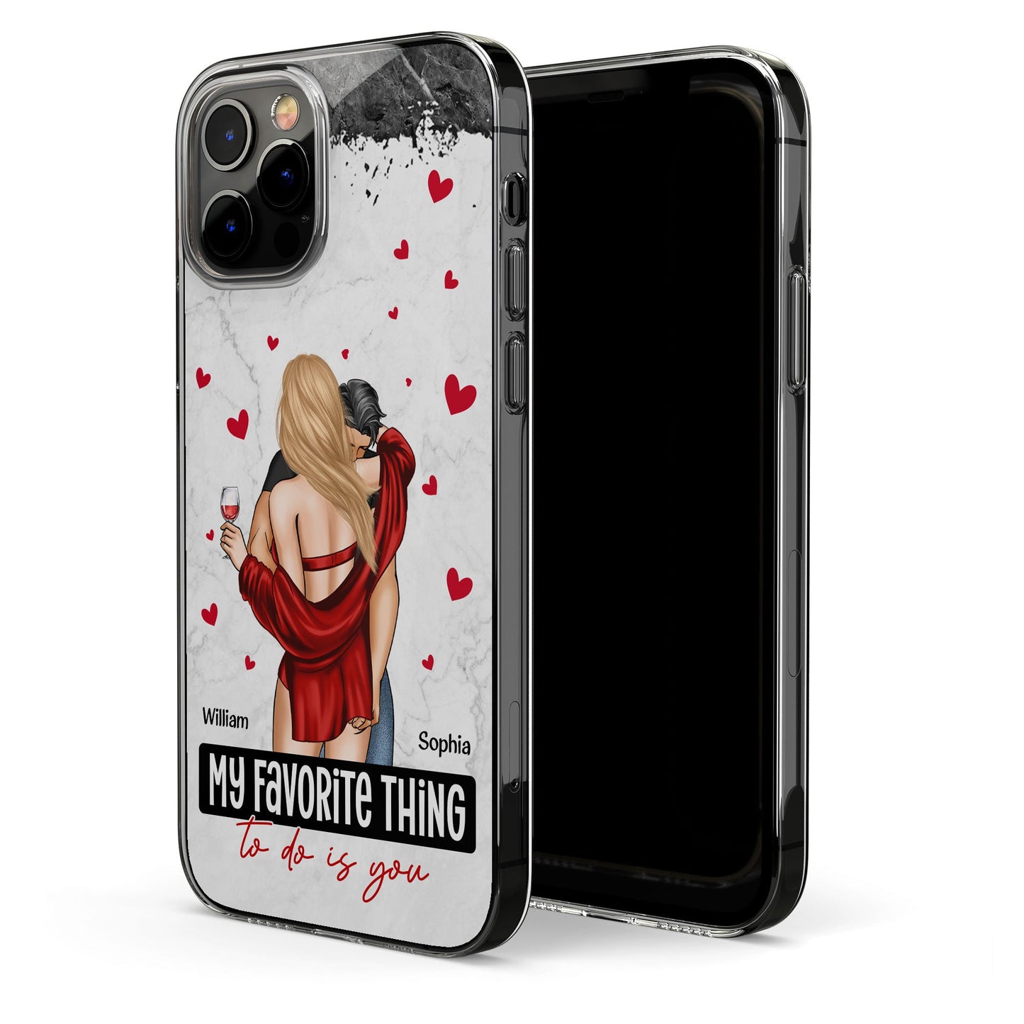 My Favorite Thing To Do Is You Couples - Personalized Clear Phone Case