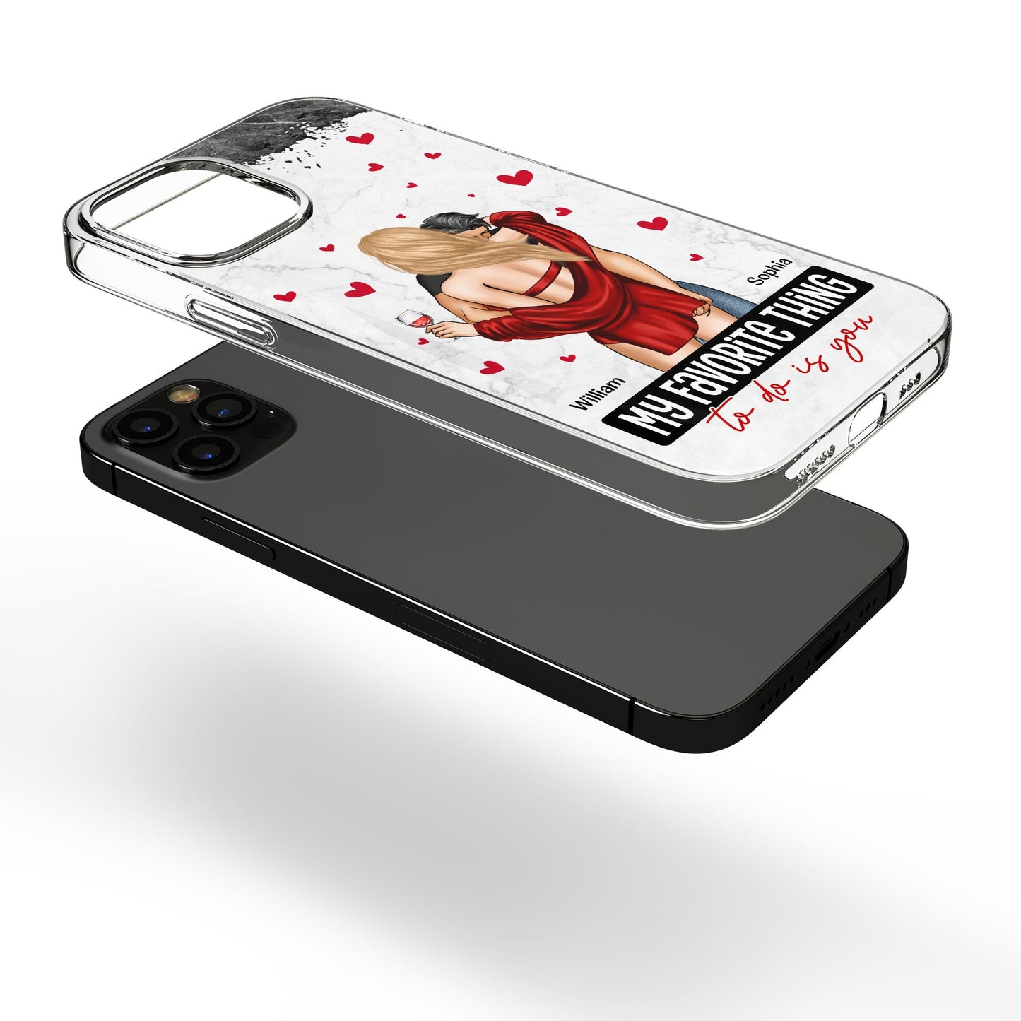 My Favorite Thing To Do Is You Couples - Personalized Clear Phone Case