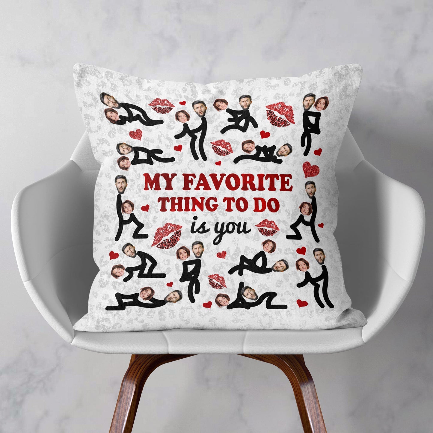 My Favorite Thing To Do Is You Naughty - Personalized Photo Pillow (Insert Included)