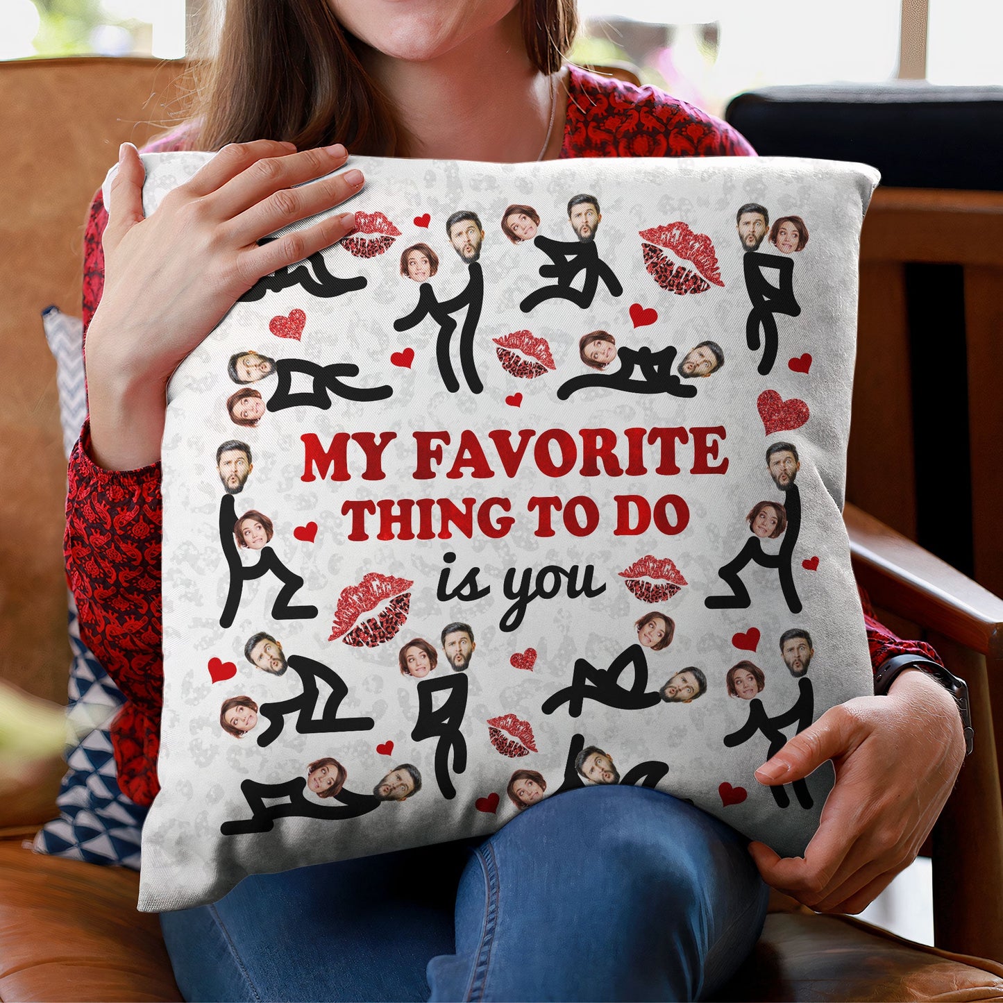 My Favorite Thing To Do Is You Naughty - Personalized Photo Pillow (Insert Included)