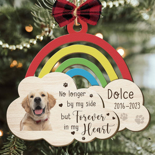 My Heart Is At The Rainbow Bridge - Personalized Wooden Photo Ornament