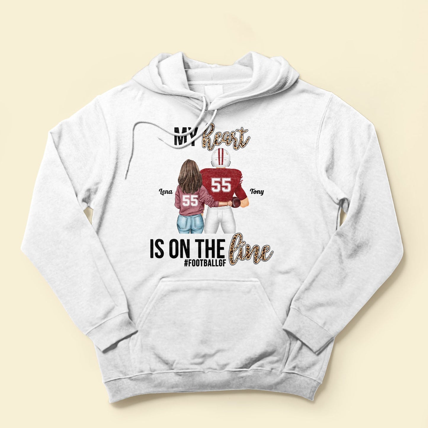 My Heart Is On The Line - Personalized Shirt - Birthday, Game Day Gift For Football Girlfriends, Couple