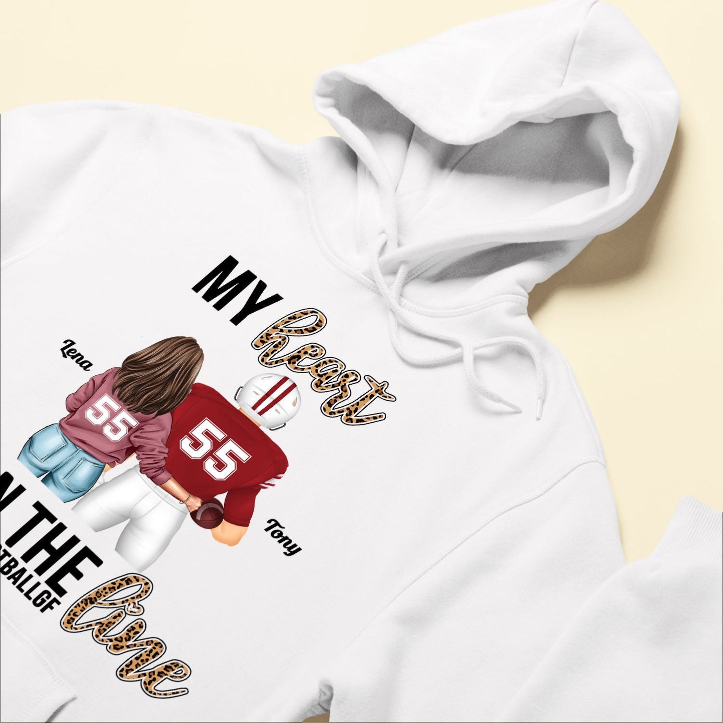 My Heart Is On The Line - Personalized Shirt - Birthday, Game Day Gift For Football Girlfriends, Couple