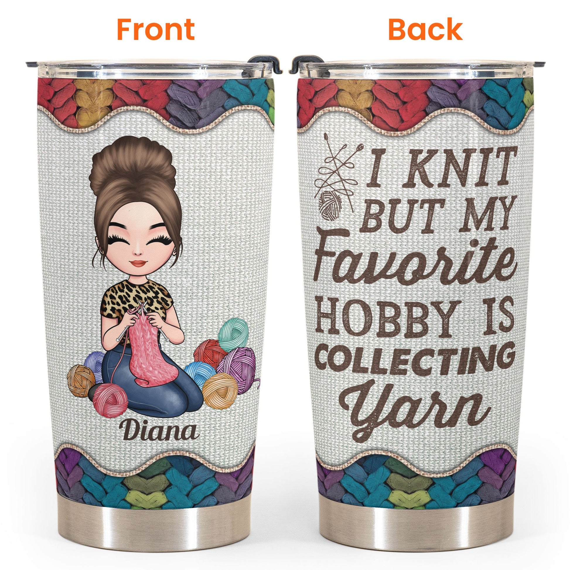 My Hobby Is Collecting Yarn - Personalized Tumbler - Birthday, Mother Days Gift For Knitter, Crocheter, Yarn Collector, Yarn Hoarder, Knitting Mother, Grandma - Knitting Girl