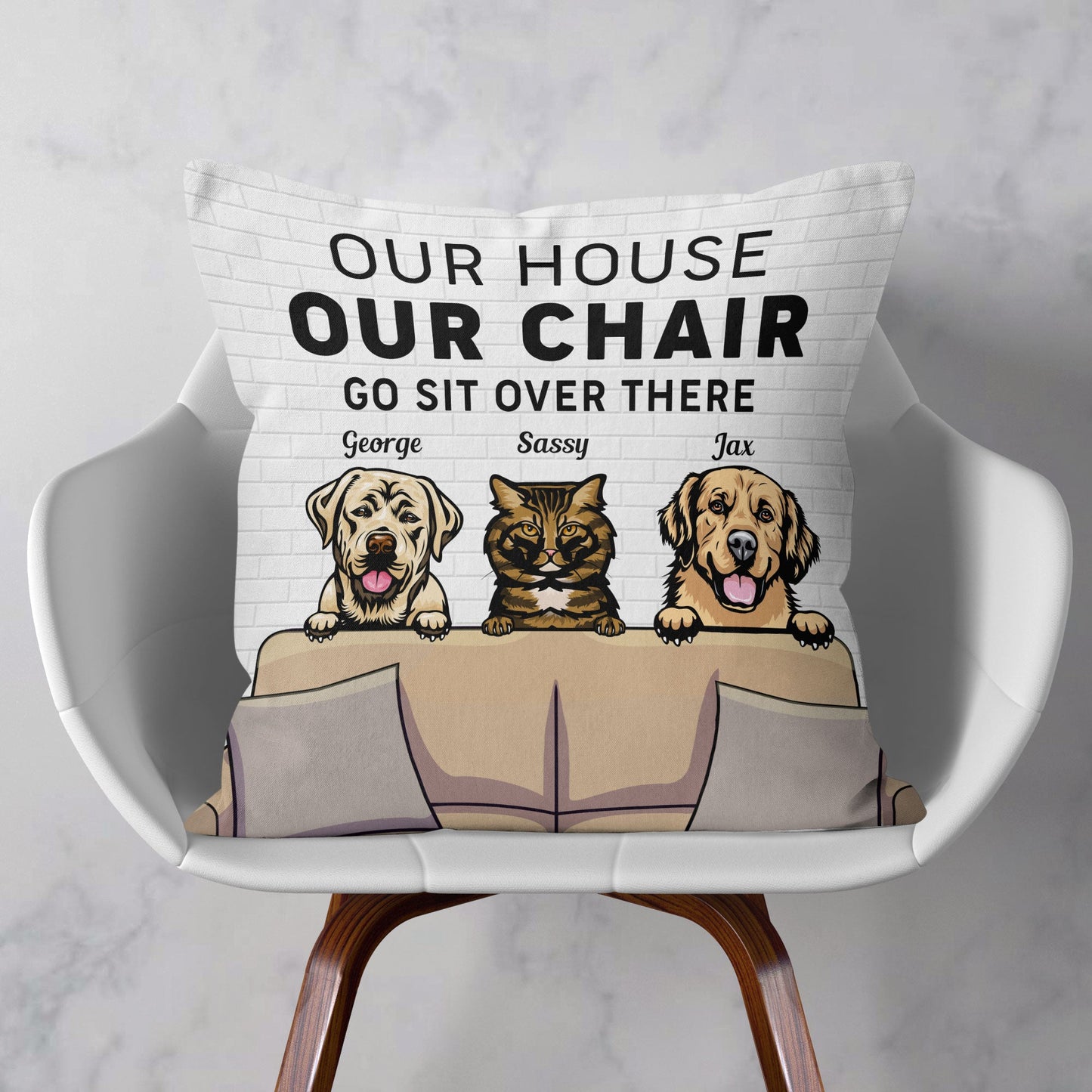 My House, My Chair, You Go Sit Over There - Personalized Pillow (Insert Included) - Funny, Home Decor Gift For Pet Lover, Pet Owner