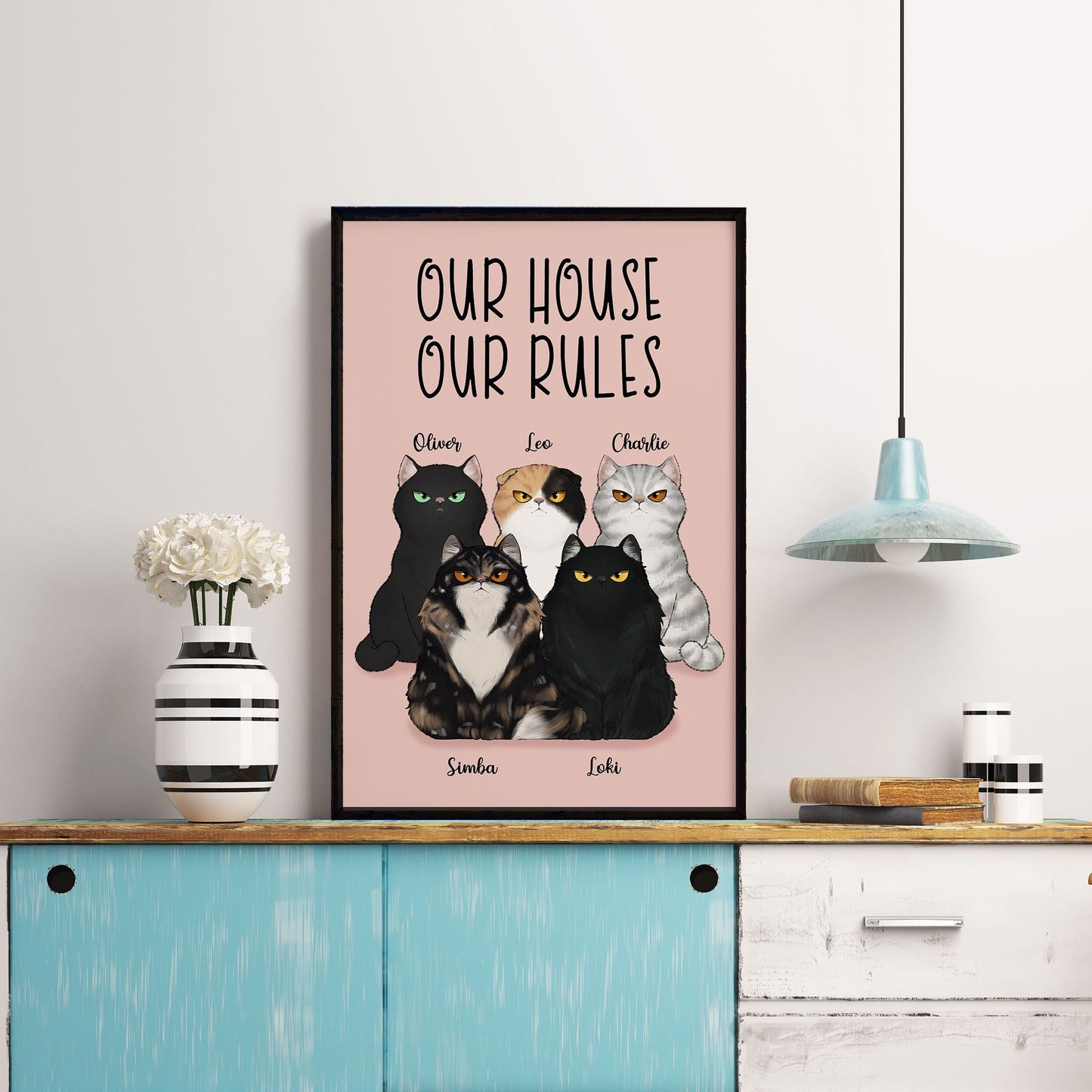 My House My Rules - Personalized Poster/Canvas - Gift For Cat Lover, Cat Owner, Cat Mom, Cat Girl, Cat Dad