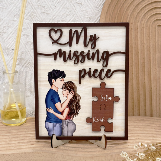 My Missing Piece Couples Valentines Day - Personalized Wooden Plaque