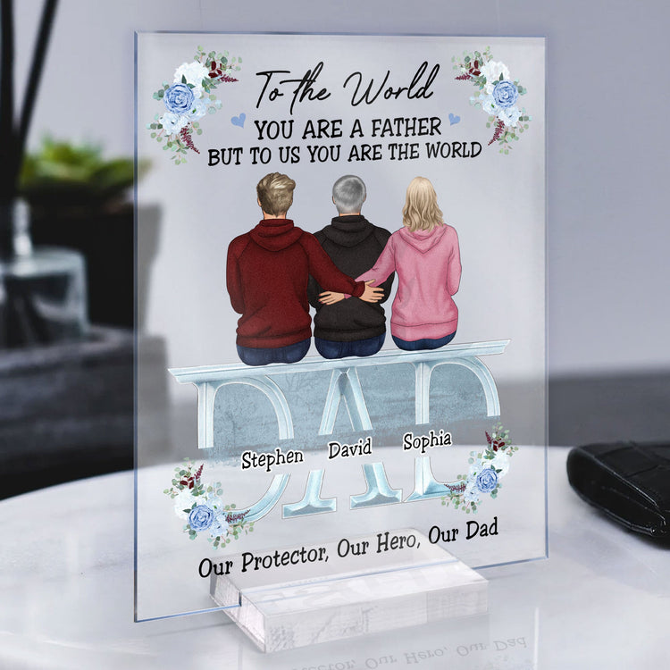 My Protector My Hero My Dad - Personalized Acrylic Plaque - Birthday, Father's Day Gift For Husband, Father, Daddy, Grandpa