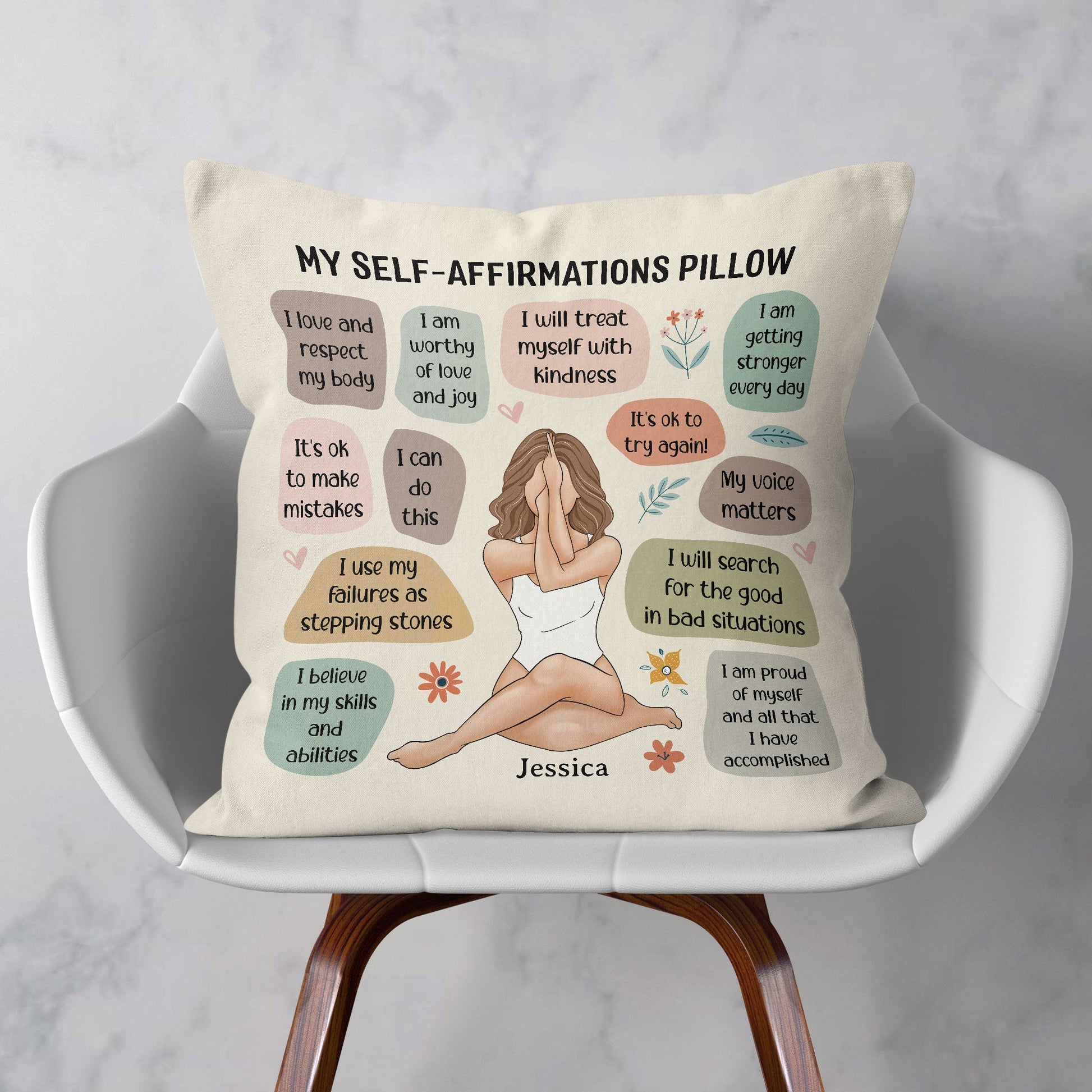 Daily Affirmations Pillow, Self-care Decorative Pillow, Daily