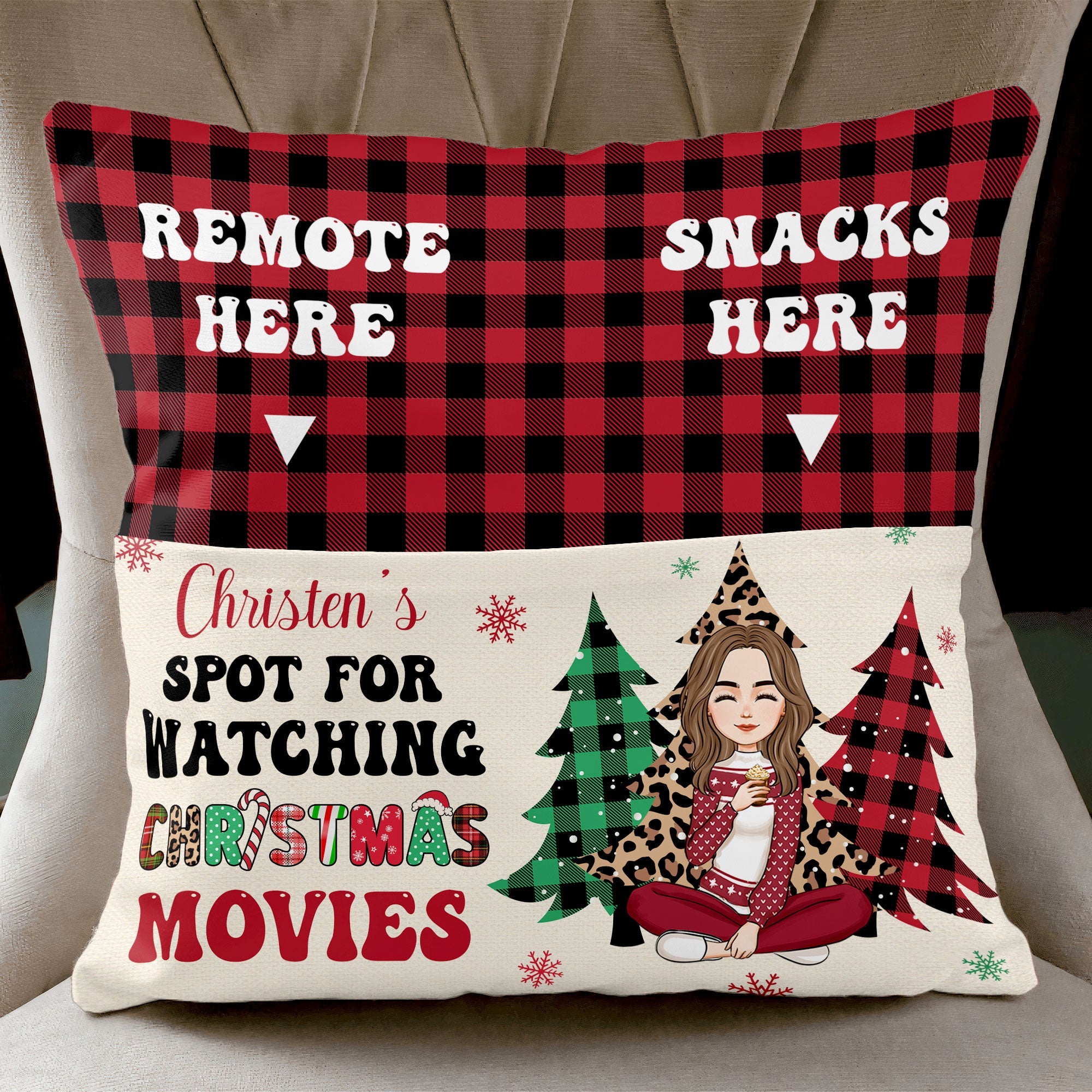 My Spot For Watching Christmas Movies  - Personalized Pocket Pillow (Insert Included)