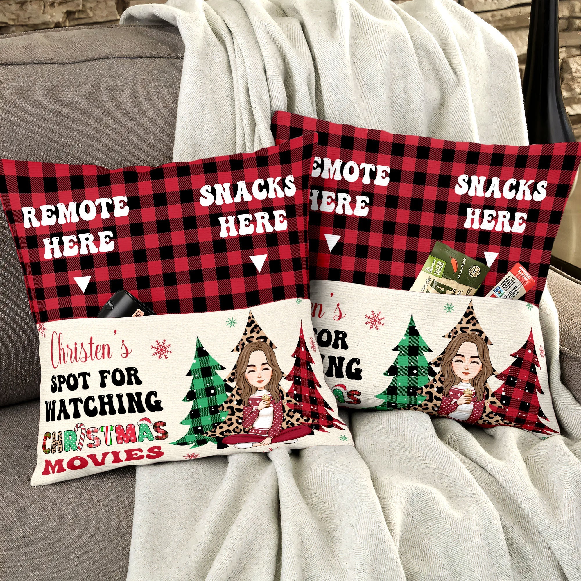 My Spot For Watching Christmas Movies  - Personalized Pocket Pillow (Insert Included)