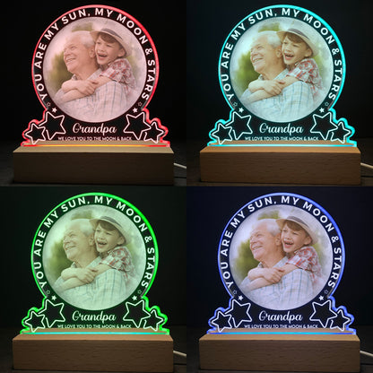 My Sun, My Moon & Stars - Personalized LED Light - Birthday Gift For Dad, Mom, Grandpa, Grandma