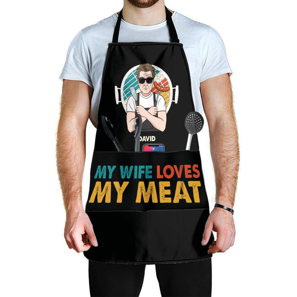 Father's Day Gifts, My Wife Loves My Meat - Personalized Apron