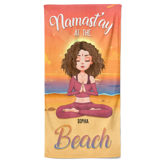 Namast'ay At The Beach - Personalized Beach Towel