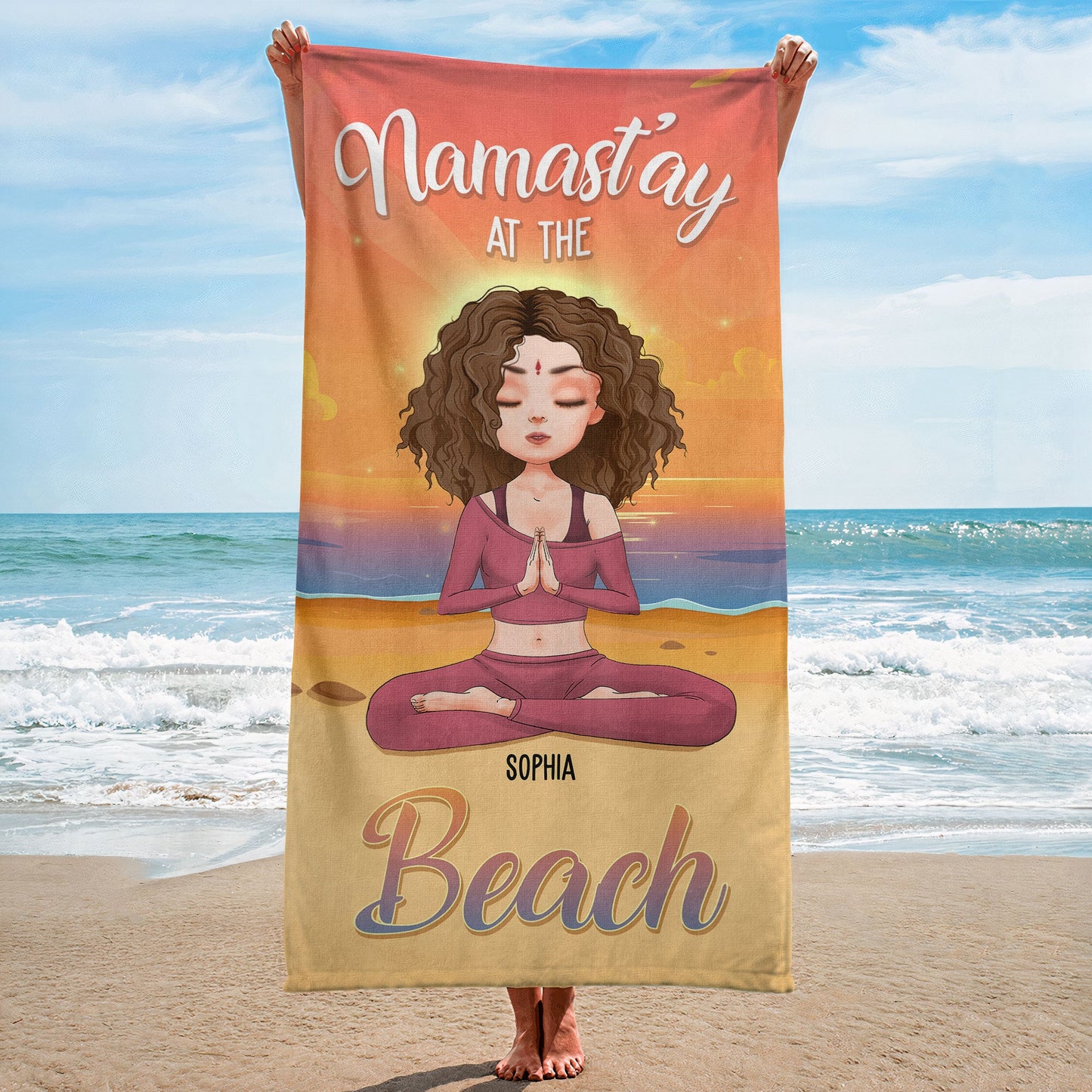 Namast'ay At The Beach - Personalized Beach Towel