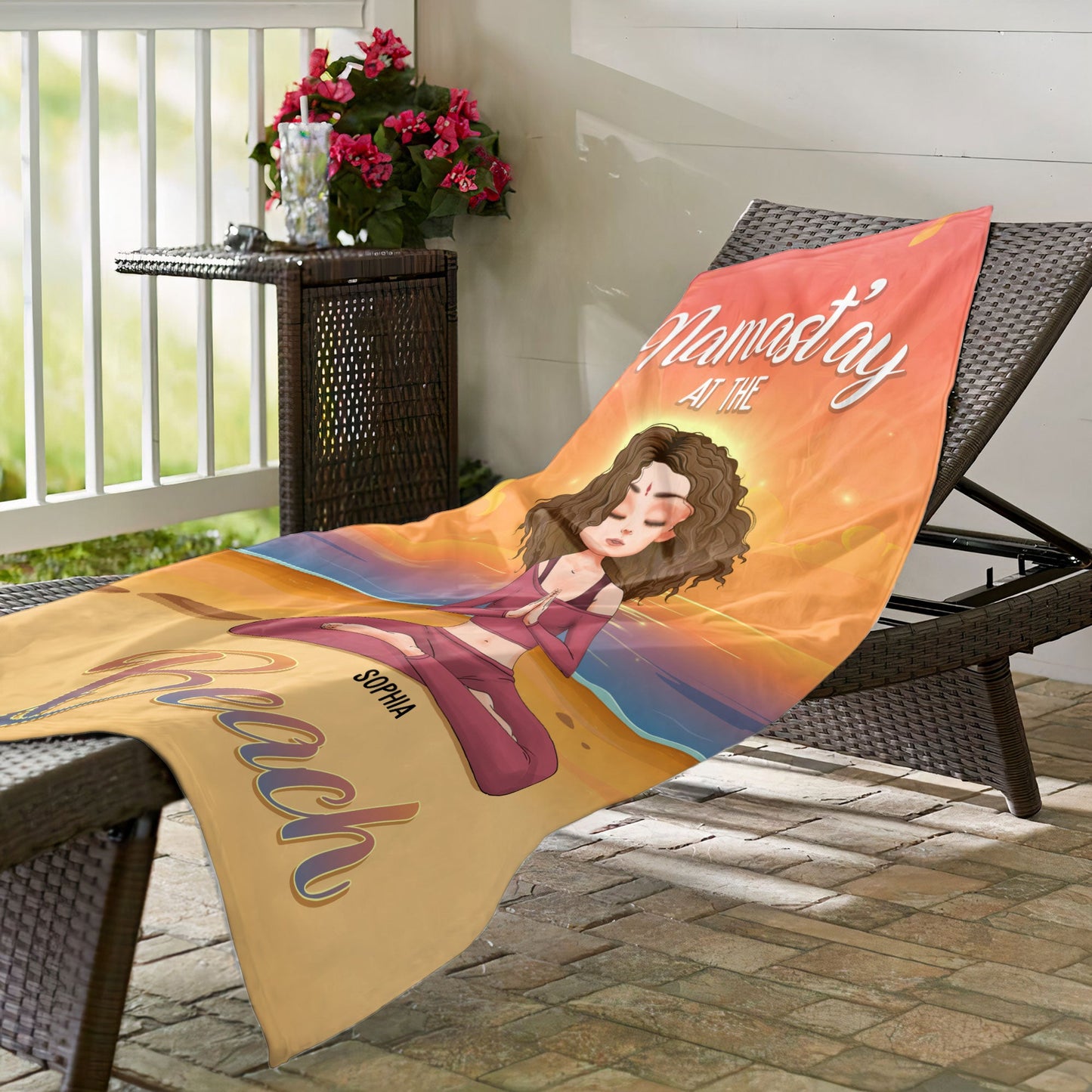 Namast'ay At The Beach - Personalized Beach Towel