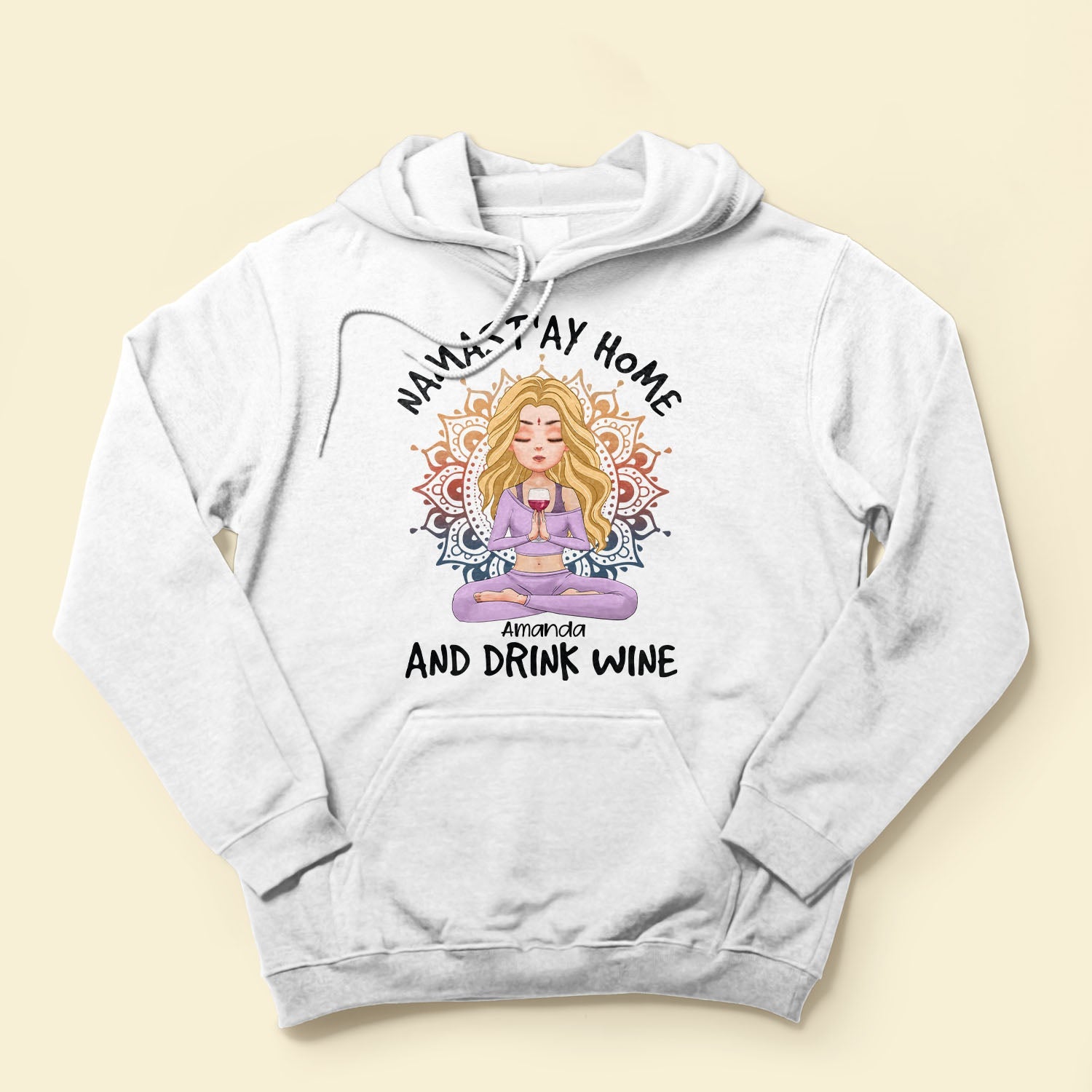 Namast'ay Home And Drink Wine - Personalized Shirt -  Gift For Yoga Lover - Yoga Girl Illustration