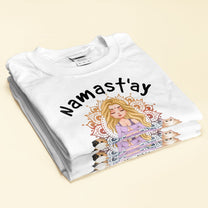 Namast'ay Home With My Cat - Personalized Shirt - Gift For Yoga Lover - Yoga Girl Illustration