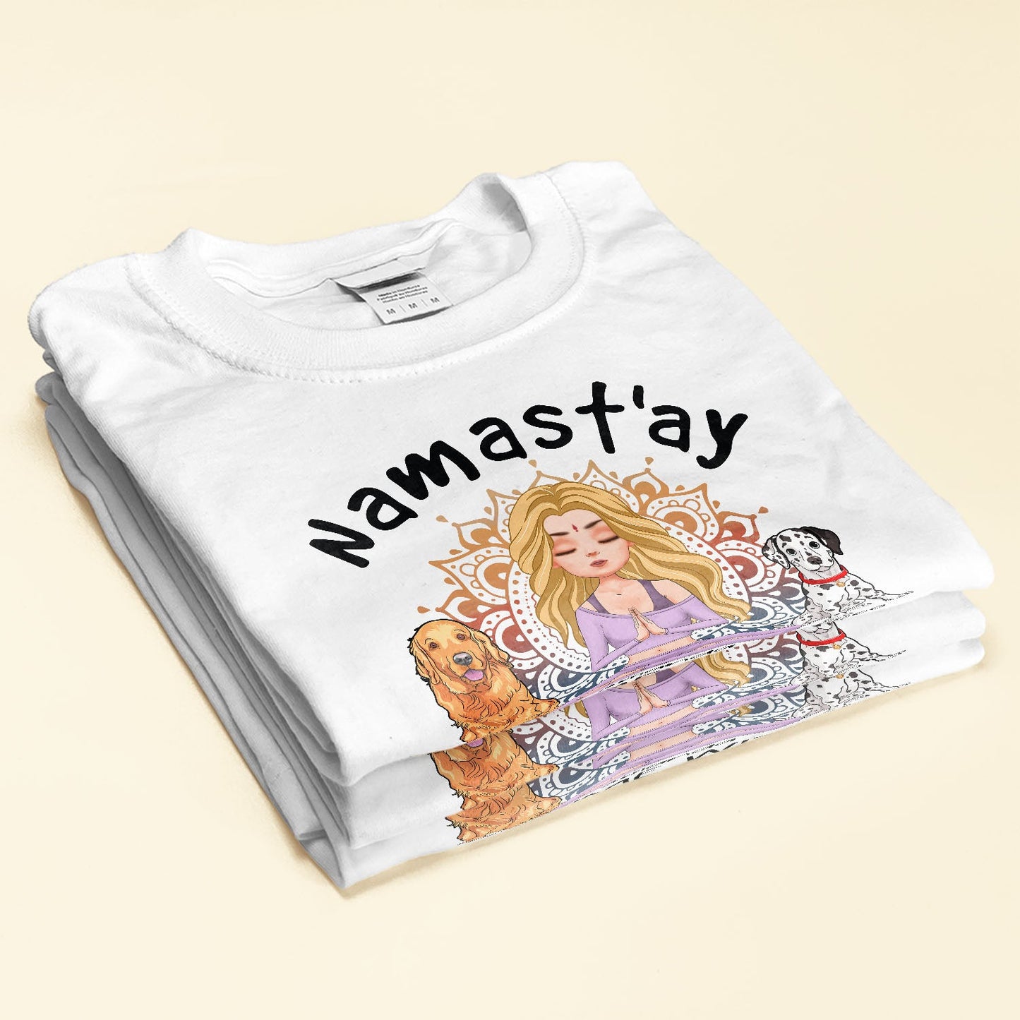 Namast'ay Home With My Dog - Personalized Shirt - Gift For Yoga Lover - Yoga Girl Illustration