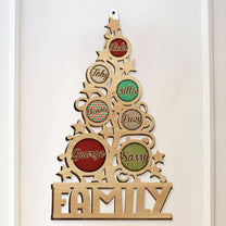 Names On Christmas Tree - Personalized Custom Shaped Wood Sign
