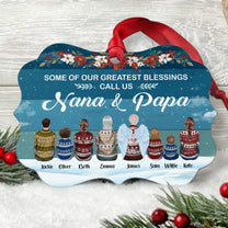 Nana And Papa - Personalized Aluminum Ornament - Christmas Gift For Family - Ugly Sweater Sitting