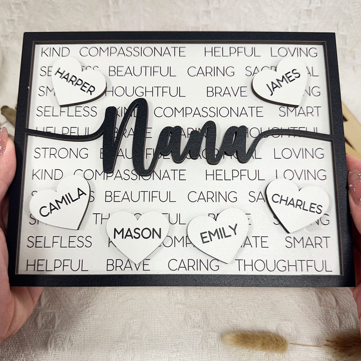 Nana Caring Loving - Personalized Wooden Plaque