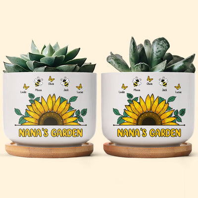 Nana Garden Plant Pot - Personalized Ceramic Plant Pot With Tray