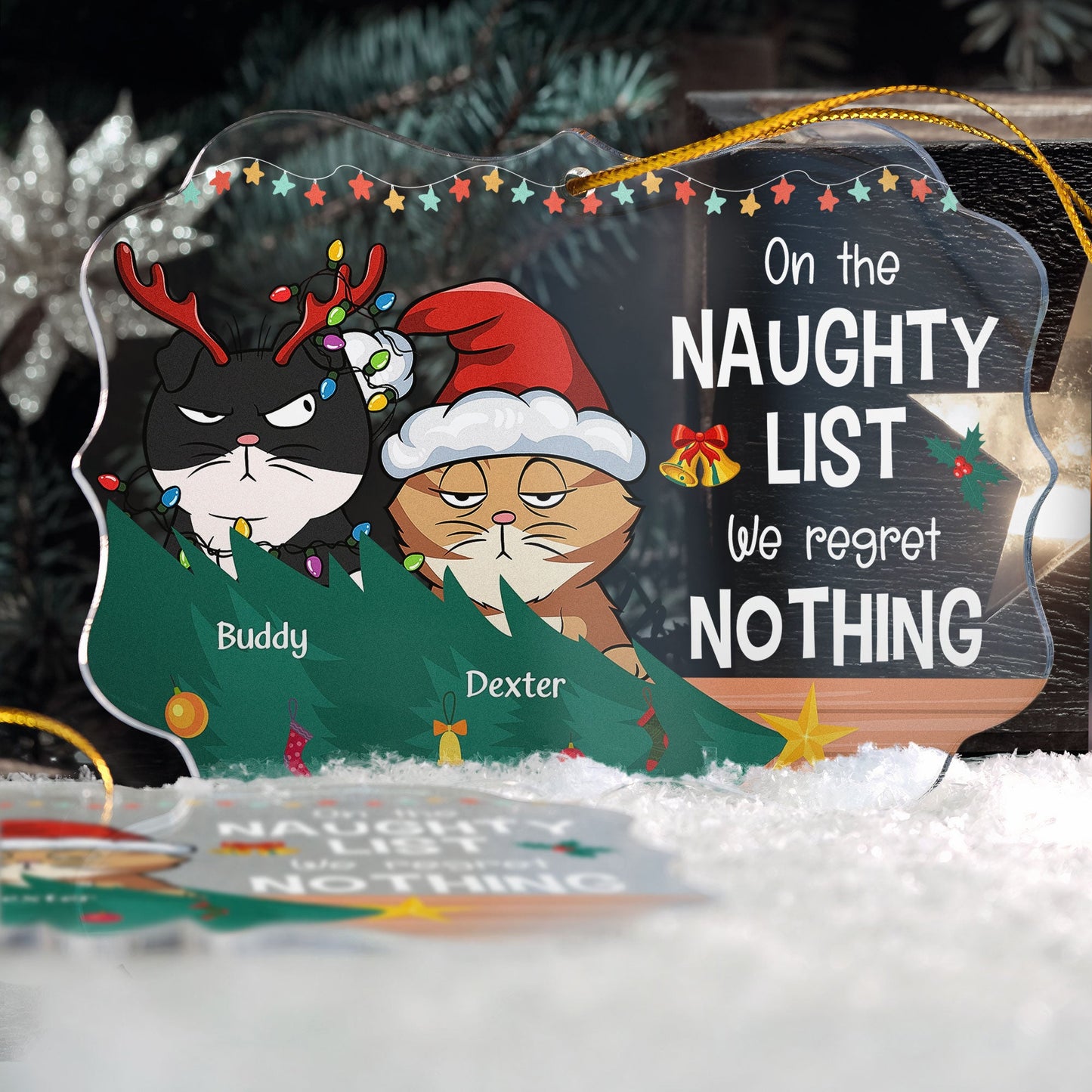 Naughty List - We Regret Nothing - Personalized Acrylic Ornament